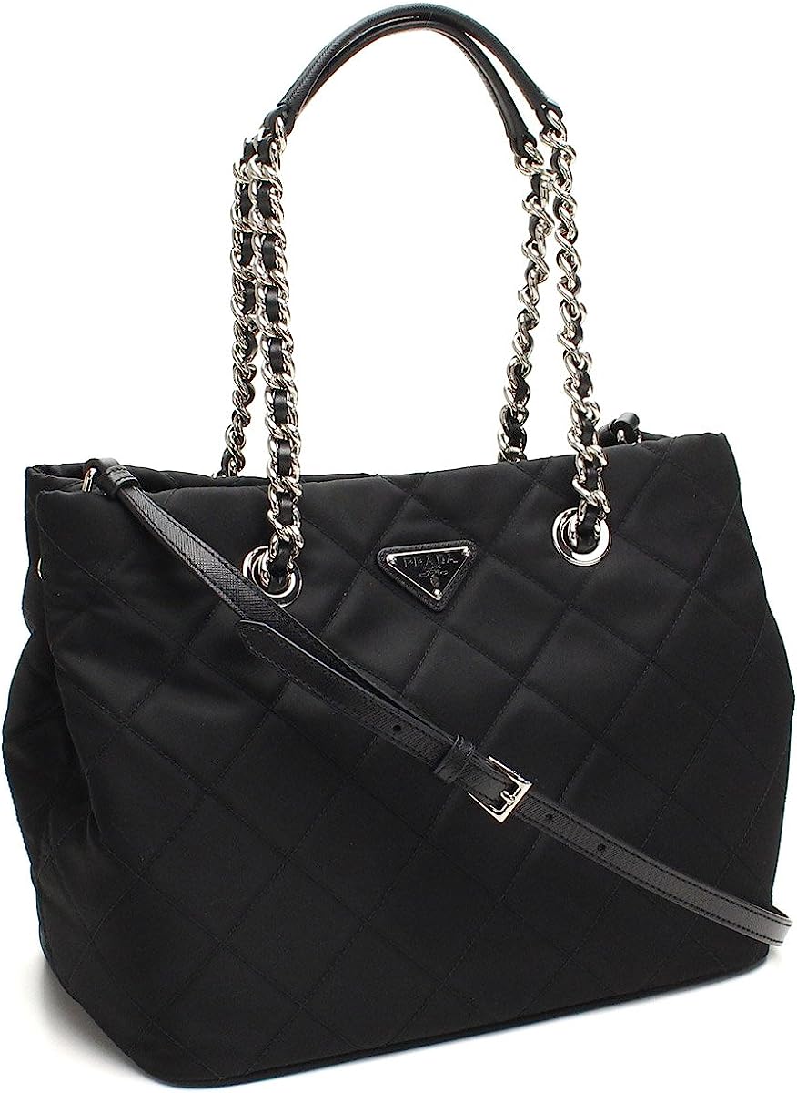 251024163837961_1 Prada Midnight Black Quilted Tessuto Chain Designer Shoulder Tote Bag for Women 1BG740 - Image 1