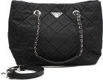 Prada Midnight Black Quilted Tessuto Chain Designer Shoulder Tote Bag for Women 1BG740 - Image 2