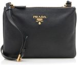 Prada Vitello Phenix Gold Hardware Black Crossbody 1BH046 - Image 2