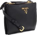 Prada Vitello Phenix Gold Hardware Black Crossbody 1BH046 - Image 3