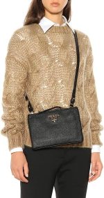Prada Vitello Phenix Gold Hardware Black Crossbody 1BH046 - Image 8