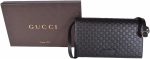 Gucci Women's Leather Micro GG Guccissima Mini Crossbody Wallet Bag Purse (Black) - Image 2
