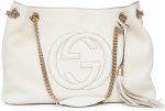 Gucci Soho Ivoire Ivory Gold Double Chain Soft Hobo Leather Shoulder Bag Italy Authentic New - Image 2