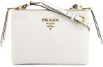 Prada White Leather Vitello Phenix Crossbody Bag 1BH046