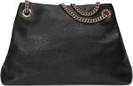 Gucci Soho Medium Black Double Leather Chain Shoulder Bag Tote Black Gold New - Image 2