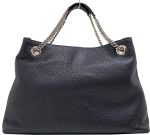 Gucci Soho Medium Black Double Leather Chain Shoulder Bag Tote Black Gold New - Image 6