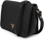 Prada Vitello Phenix Nero Black Pattina Shoulder Messenger Bag 1BD091 - Image 2