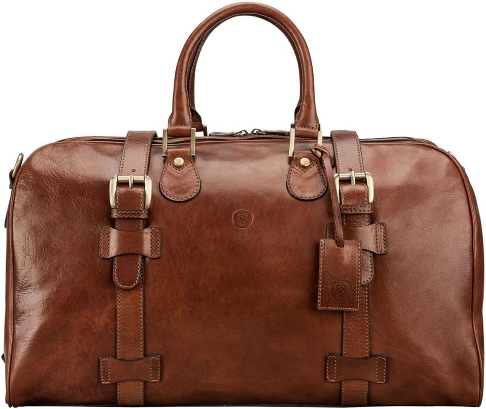 251027075556093_1 Maxwell Scott | Mens Luxury Leather Medium Weekend Bag | The FleroM | Handmade In Italy | Chestnut Tan Brown - Image 1