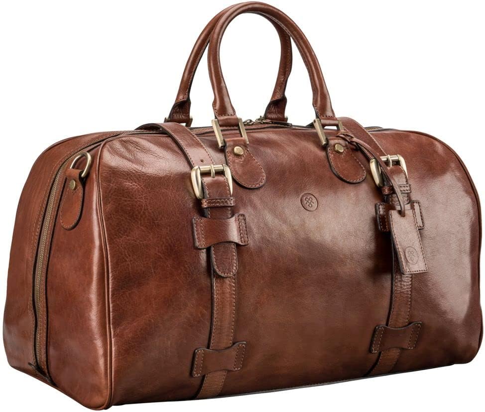 251027075556198_1 Quality Leather Medium Weekend Bag | The FleroM | Handcrafted In Italy | Chestnut Tan Brown - Image 1