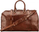 Quality Leather Medium Weekend Bag | The FleroM | Handcrafted In Italy | Chestnut Tan Brown - Image 3