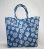 thehandicraftworld 100 PC Wholesale Lot New Hand Made Blue Block Print Hand Tote Bag Shoulder Bag Shopping Bag - Image 2