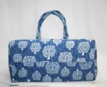thehandicraftworld 100 PC Wholesale Lot New Hand Made Blue Block Print Hand Tote Bag Shoulder Bag Shopping Bag - Image 3