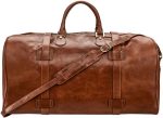 Luxury Leather Extra Large Travel Bag | The FleroEL | Handcrafted In Italy | Chestnut Tan Brown - Image 4