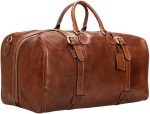 Luxury Leather Extra Large Travel Bag | The FleroEL | Handcrafted In Italy | Chestnut Tan Brown - Image 9