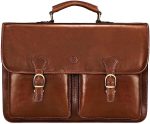 Maxwell Scott | Personalized Mens Luxury Leather 17” Laptop Briefcase Satchel | The Loreto Large | Travel Bag