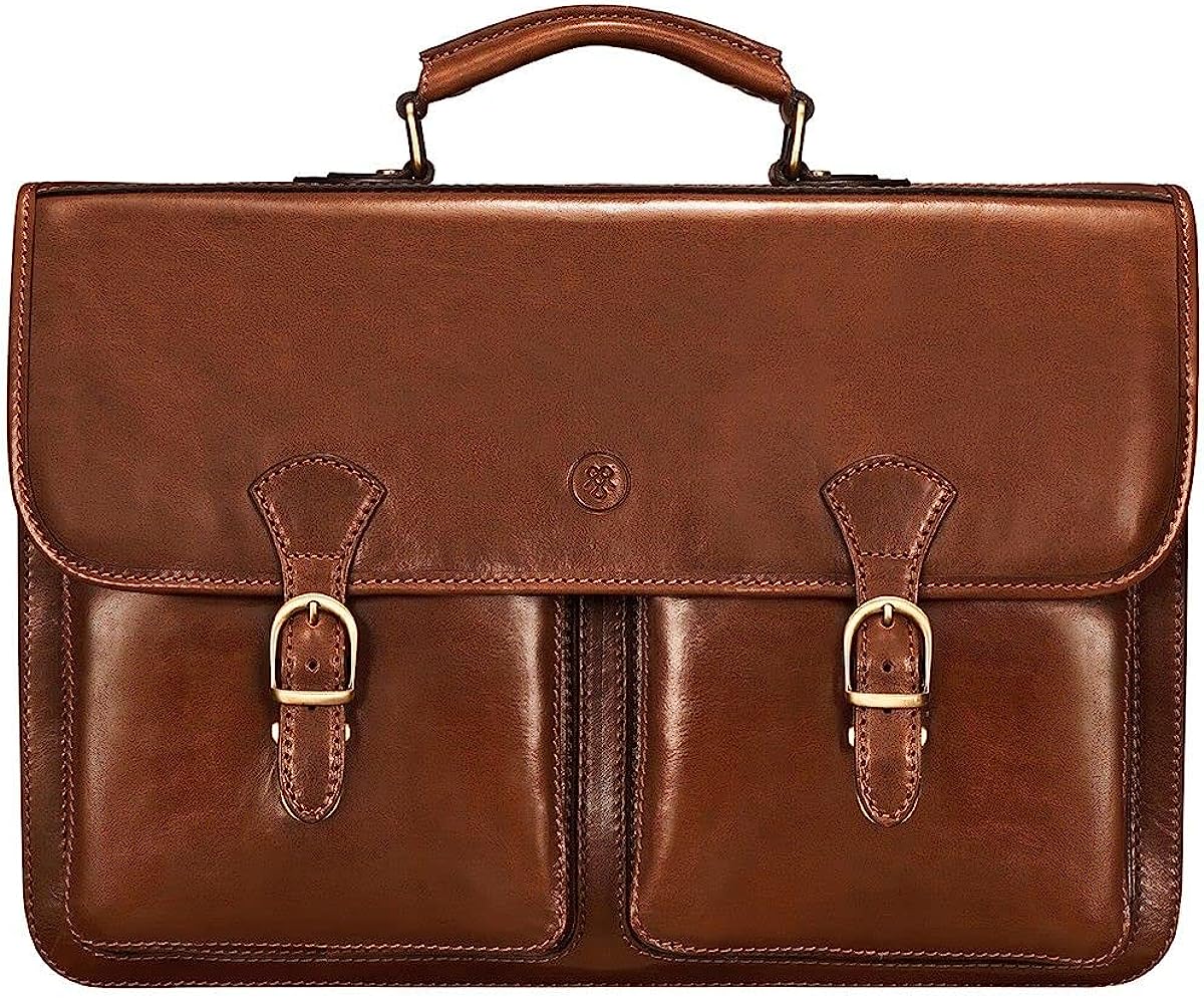 251029130236214_1 Maxwell Scott | Personalized Mens Luxury Leather 17” Laptop Briefcase Satchel | The Loreto Large | Travel Bag - Image 1