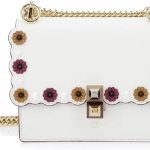 FENDI Womens Kan I White Multi Color Flowers Soft Leather Shoulder Bag 8M0381
