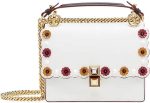 FENDI Womens Kan I White Multi Color Flowers Soft Leather Shoulder Bag 8M0381 - Image 7