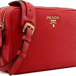 Prada Women's Red Vitello Phenix Leather Crossbody Handbag 1BH079