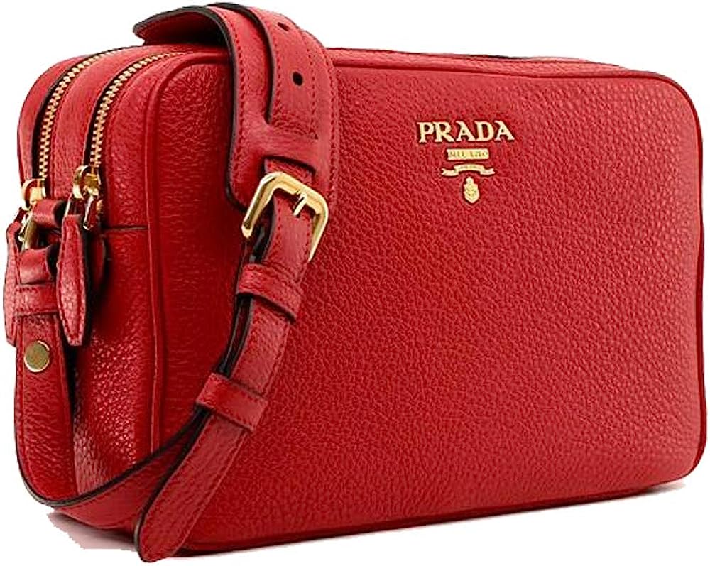 251102112355163_1 Prada Women's Red Vitello Phenix Leather Crossbody Handbag 1BH079 - Image 1