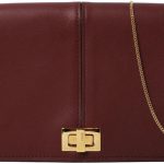 FENDI Peekaboo Brown Leather Zucca Chain Wallet Clutch Bag 8M0414