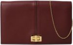 FENDI Peekaboo Brown Leather Zucca Chain Wallet Clutch Bag 8M0414