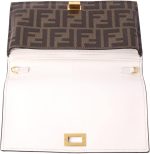 FENDI Peekaboo Brown Leather Zucca Chain Wallet Clutch Bag 8M0414 - Image 6
