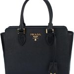 Prada Women's Medium Saffiano Leather Shoulder Tote Handbag 1BA113