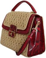 Dolce & Gabbana Beige Straw Greta Red Snakeskin Bag - Image 3