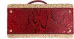 Dolce & Gabbana Beige Straw Greta Red Snakeskin Bag - Image 5