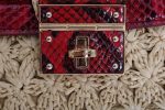 Dolce & Gabbana Beige Straw Greta Red Snakeskin Bag - Image 7