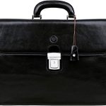 Maxwell Scott | Personalized Mens Quality Leather 17" Laptop 3 Section Briefcase | The Paolo Large | Travel Bag