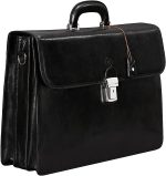 Maxwell Scott | Personalized Mens Quality Leather 17" Laptop 3 Section Briefcase | The Paolo Large | Travel Bag - Image 3