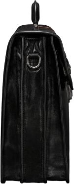 Maxwell Scott | Personalized Mens Quality Leather 17" Laptop 3 Section Briefcase | The Paolo Large | Travel Bag - Image 4
