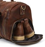 ZLXDP Leather Men's Travel Bag with Shoe Pocket 20 Inch Big Capacity Vintage Leather Weekend Messenger Bag - Image 5