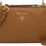 Prada Women's Brown Vitello Phenix Leather Crossbody Handbag Bag 1BH046, Medium