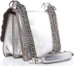 Fendi Kan I Metallic Silver Calfskin Scalloped Studded Small Shoulder Bag 8M0381 - Image 2