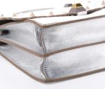 Fendi Kan I Metallic Silver Calfskin Scalloped Studded Small Shoulder Bag 8M0381 - Image 3