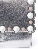 Fendi Kan I Metallic Silver Calfskin Scalloped Studded Small Shoulder Bag 8M0381 - Image 6