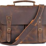 DLOETT Crazy Horse Leather Handbag Men's Travel Messenger Bag Men's Messenger Bag Laptop Bag