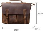 DLOETT Crazy Horse Leather Handbag Men's Travel Messenger Bag Men's Messenger Bag Laptop Bag - Image 2