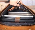 DLOETT Crazy Horse Leather Handbag Men's Travel Messenger Bag Men's Messenger Bag Laptop Bag - Image 3