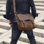 DLOETT Crazy Horse Leather Handbag Men's Travel Messenger Bag Men's Messenger Bag Laptop Bag - Image 5