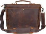 DLOETT Crazy Horse Leather Handbag Men's Travel Messenger Bag Men's Messenger Bag Laptop Bag - Image 6