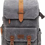 SXDS Photography Retro Waterproof Batik Canvas Backpack W USB Port Fit 15.6inch Laptop Men Camera Bag Carry Case (Color : Gray, Size : 28 * 16 * 43cm)