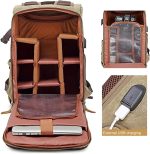 SXDS Photography Retro Waterproof Batik Canvas Backpack W USB Port Fit 15.6inch Laptop Men Camera Bag Carry Case (Color : Gray, Size : 28 * 16 * 43cm) - Image 2
