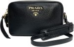 Prada Black Vitello Phenix Leather Shoulder Camera Bag 1BH103 - Image 2