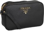 Prada Black Vitello Phenix Leather Shoulder Camera Bag 1BH103 - Image 3