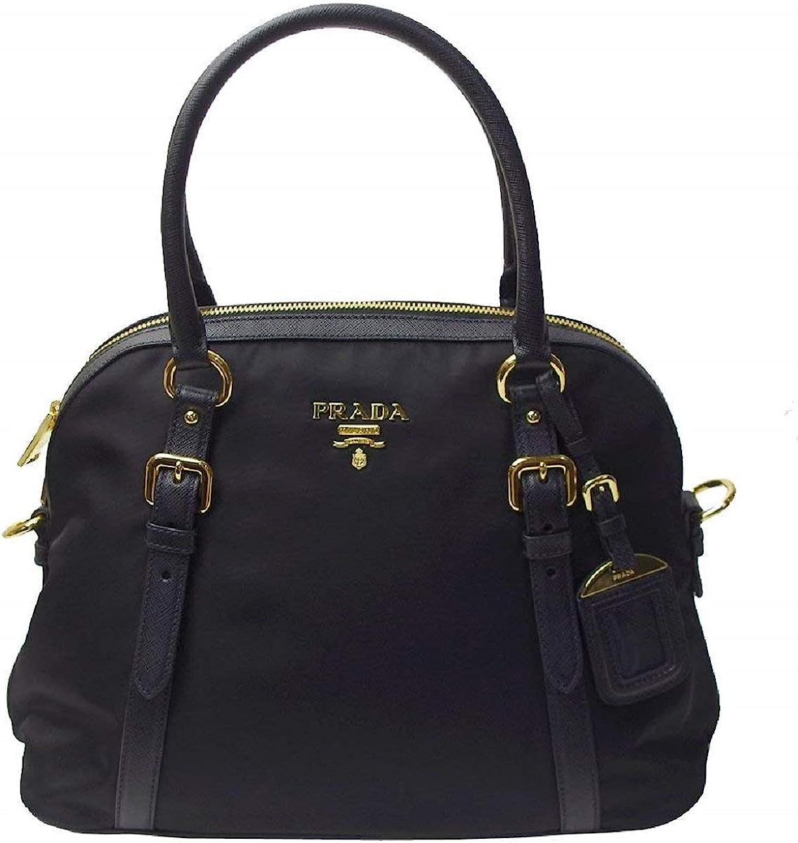 251228015845249_1 Prada Womens Tessuto Nylon Saffiano Leather Black Handbag 1BB013 - Image 1