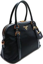 Prada Womens Tessuto Nylon Saffiano Leather Black Handbag 1BB013 - Image 4